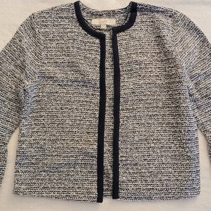 Loft Knit Tweed Bell Sleeve Blazer, S, Fresh Navy
